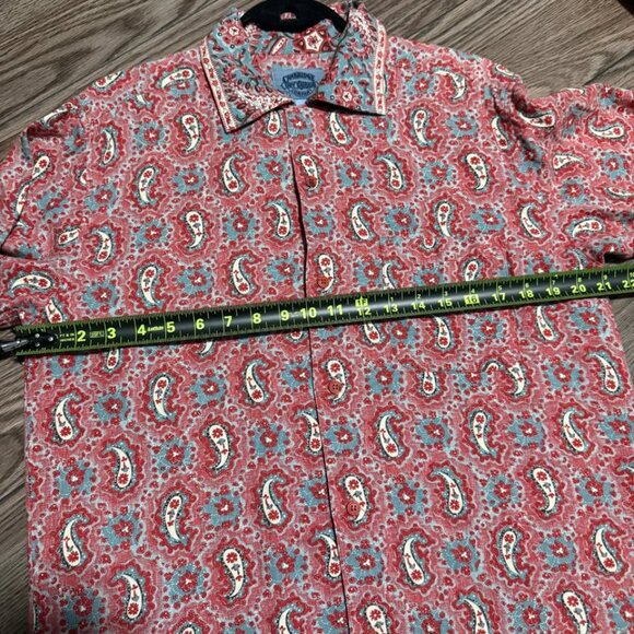 Cambridge Dry Goods Co. Men’s Linen Boho Shirt – Red & Blue Paisley – Size M - Picture 6 of 10